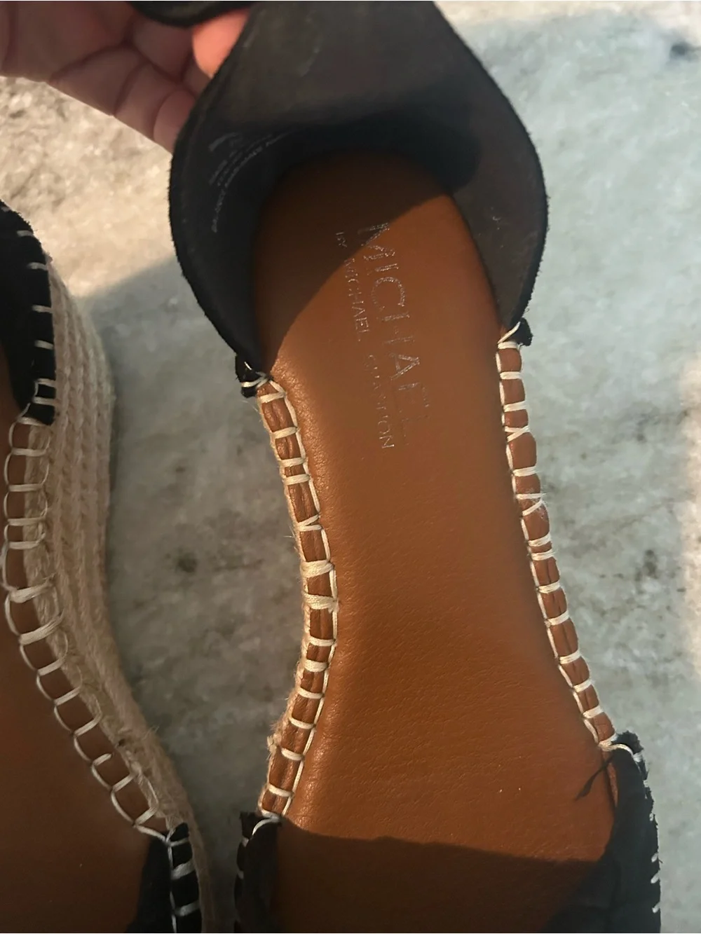 Michael by michael Shannon Black Espadrille Platform Sandals  size 7